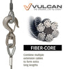 VULCAN Extension Winch Cable - Swivel Hook & Eye - Fiber Core - 3/8 Inch x 50 Foot - 12,000 Pound Minimum Breaking Strength