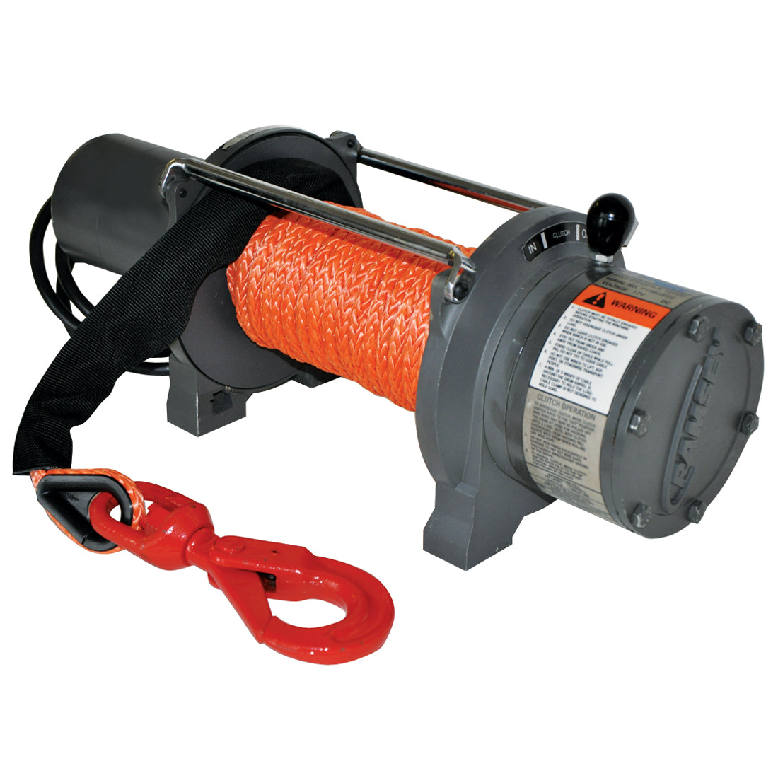 VULCAN Dyneema Synthetic Rope Winch Line - Locking Swivel Hook - 3/8 Inch x 75 Foot - Orange - 16,400 Pound MBS - 4,100 Pound Safe Working Load