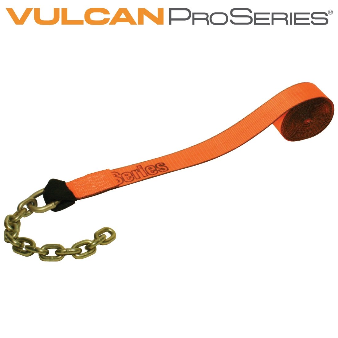VULCAN Winch Strap with Chain Tail - 2 Inch - PROSeries - 3,300 Pound Safe Working Load