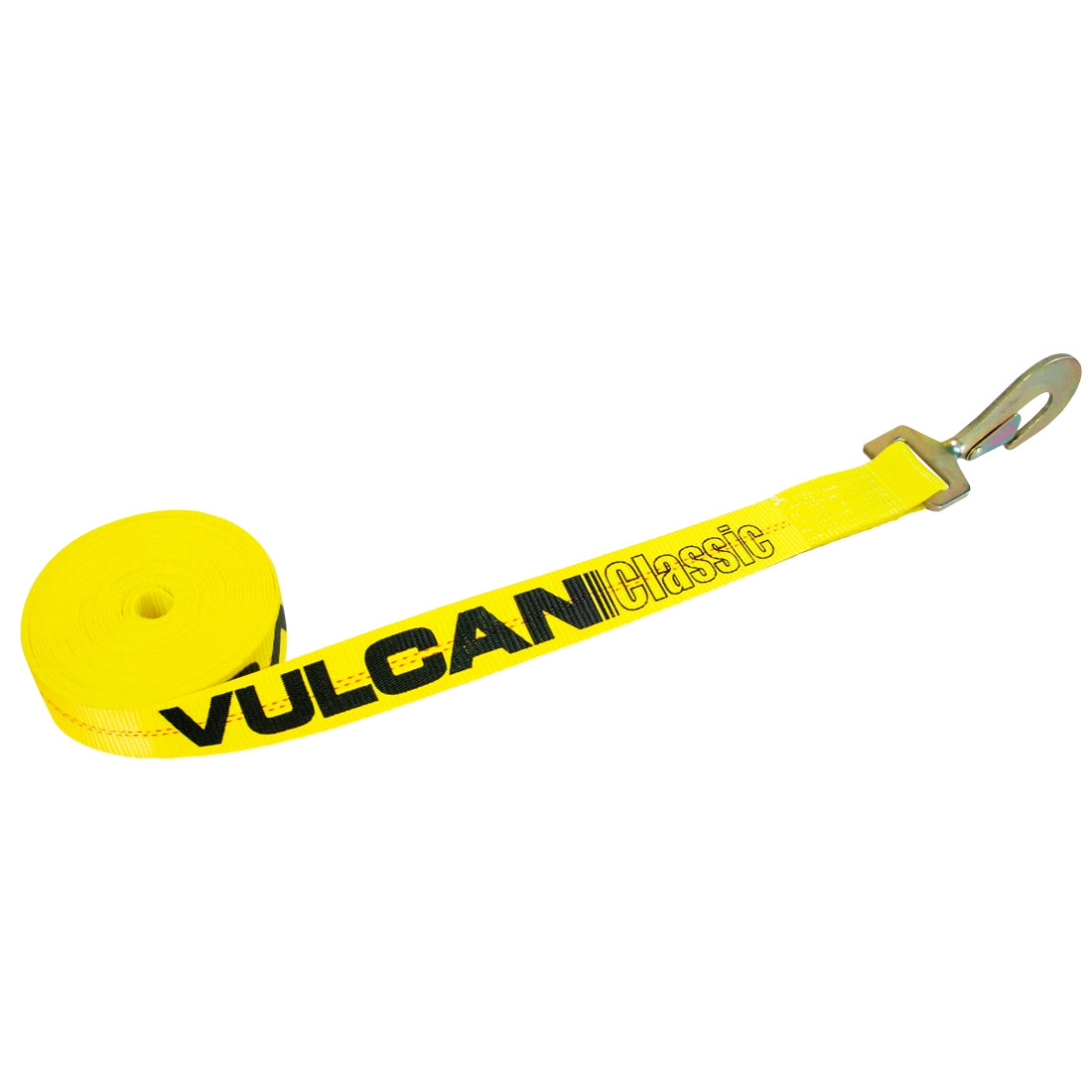 VULCAN Winch Strap with Twisted Snap Hook - 2 Inch x 15 Foot - Classic Yellow - 3,300 Pound Safe Working Load