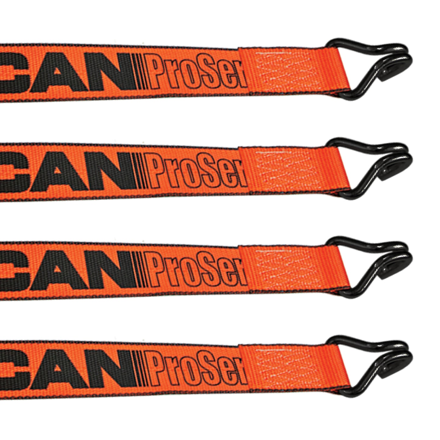 VULCAN Winch Strap with Heavy Wire Hook - 2 Inch x 15 Foot - 4 Pack - PROSeries - 3,300 Pound Safe Working Load