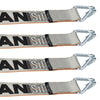 VULCAN Winch Strap with Heavy Wire Hook - 2 Inch x 15 Foot - 4 Pack - Silver Series - 3,300 Pound Safe Working Load