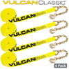 VULCAN Winch Strap with Chain Anchor - 2 Inch x 27 Foot - 4 Pack - Classic Yellow - 3,600 Pound Safe Working Load