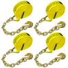 VULCAN Winch Strap with Chain Anchor - 2 Inch x 27 Foot - 4 Pack - Classic Yellow - 3,600 Pound Safe Working Load