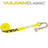 VULCAN Winch Strap with Chain Anchor - 2 Inch x 30 Foot - Classic Yellow - 3,600 Pound Safe Working Load