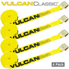 VULCAN Winch Strap with Flat Hook - 2 Inch x 27 Foot - 4 Pack - Classic Yellow - 3,300 Pound Safe Working Load