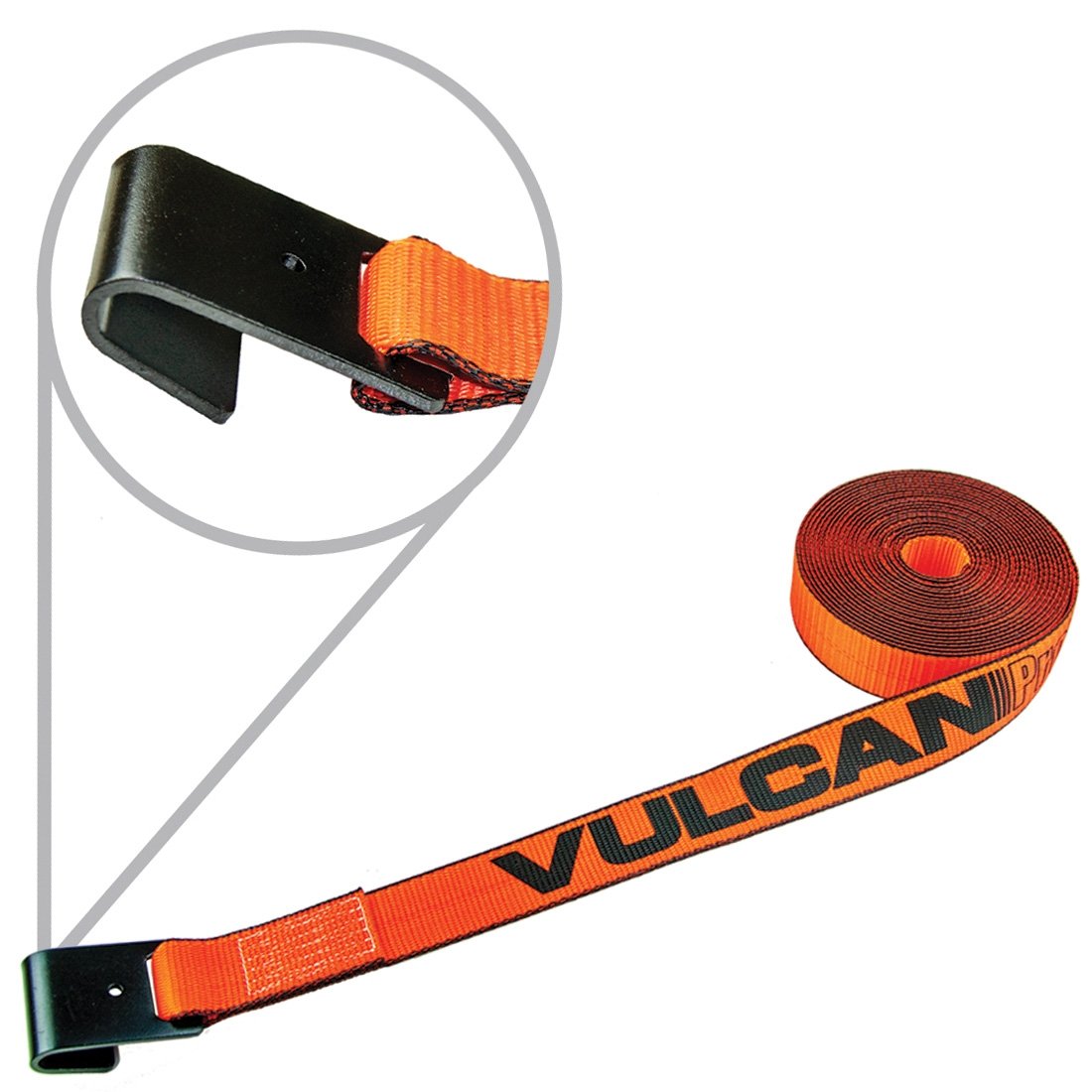 VULCAN Winch Strap with Flat Hook - 2 Inch x 27 Foot - 4 Pack - PROSeries - 3,300 Pound Safe Working Load