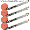 VULCAN Winch Strap with Wire Hook - 2 Inch x 27 Foot - 4 Pack - Silver Series - 3,300 Pound Safe Working Load