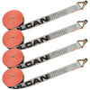 VULCAN Winch Strap with Wire Hook - 2 Inch x 30 Foot - 4 Pack - Silver Series - 3,300 Pound Safe Working Load