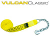 VULCAN Winch Strap with Chain Anchor - 3 Inch x 27 Foot - Classic Yellow - 5,000 Pound Safe Working Load