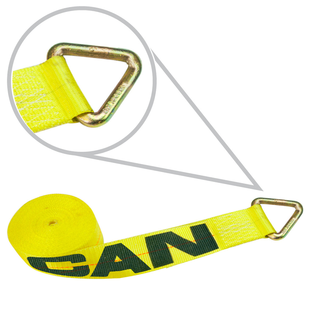 VULCAN Winch Strap with D Ring - 3 Inch x 30 Foot - Classic Yellow - 5,000 Pound Safe Working Load