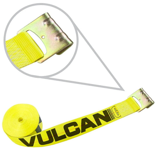 VULCAN Winch Strap with Flat Hook - 3 Inch - Classic Yellow - 5,000 Pound Safe Working Load