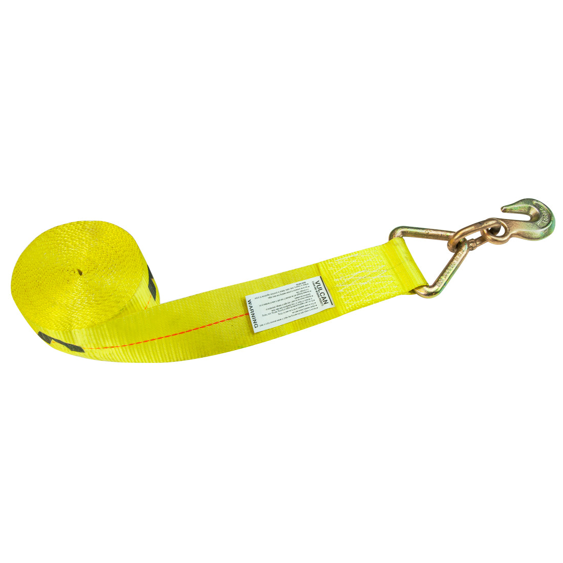 VULCAN Winch Strap with Grab Hook - 3 Inch x 27 Foot - Classic Yellow - 5,000 Pound Safe Working Load