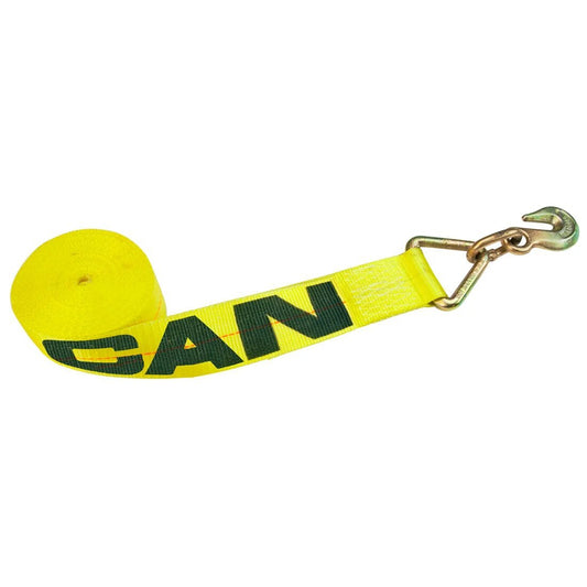 VULCAN Winch Strap with Grab Hook - 3 Inch - Classic Yellow - 5,000 Pound Safe Working Load