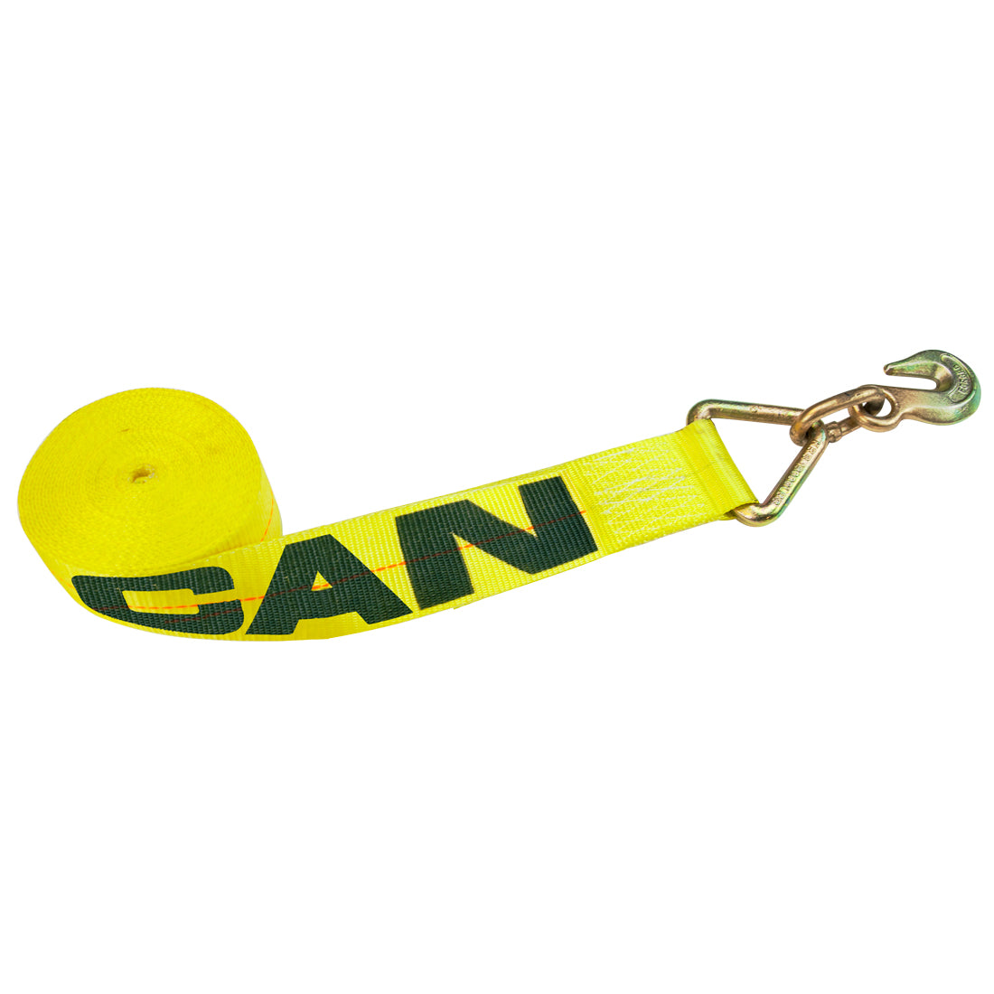 VULCAN Winch Strap with Grab Hook - 3 Inch x 27 Foot - Classic Yellow - 5,000 Pound Safe Working Load