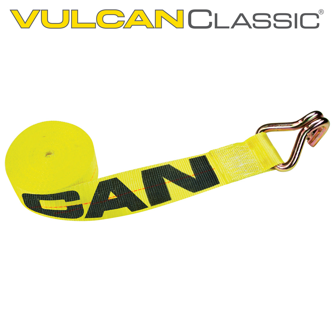 VULCAN Winch Strap with Wire Hook - Classic Yellow - 3 Inch x 30 Foot - 5,000 Pound Safe Working Load