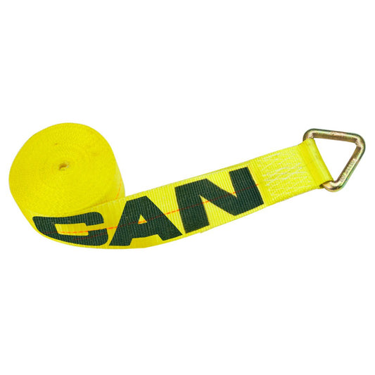 VULCAN Winch Strap with D Ring - 4 Inch - Classic Yellow - 5,400 Pound Safe Working Load