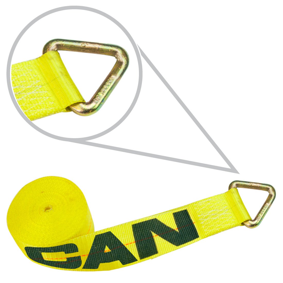 VULCAN Winch Strap with D Ring - 4 Inch - Classic Yellow - 5,400 Pound Safe Working Load