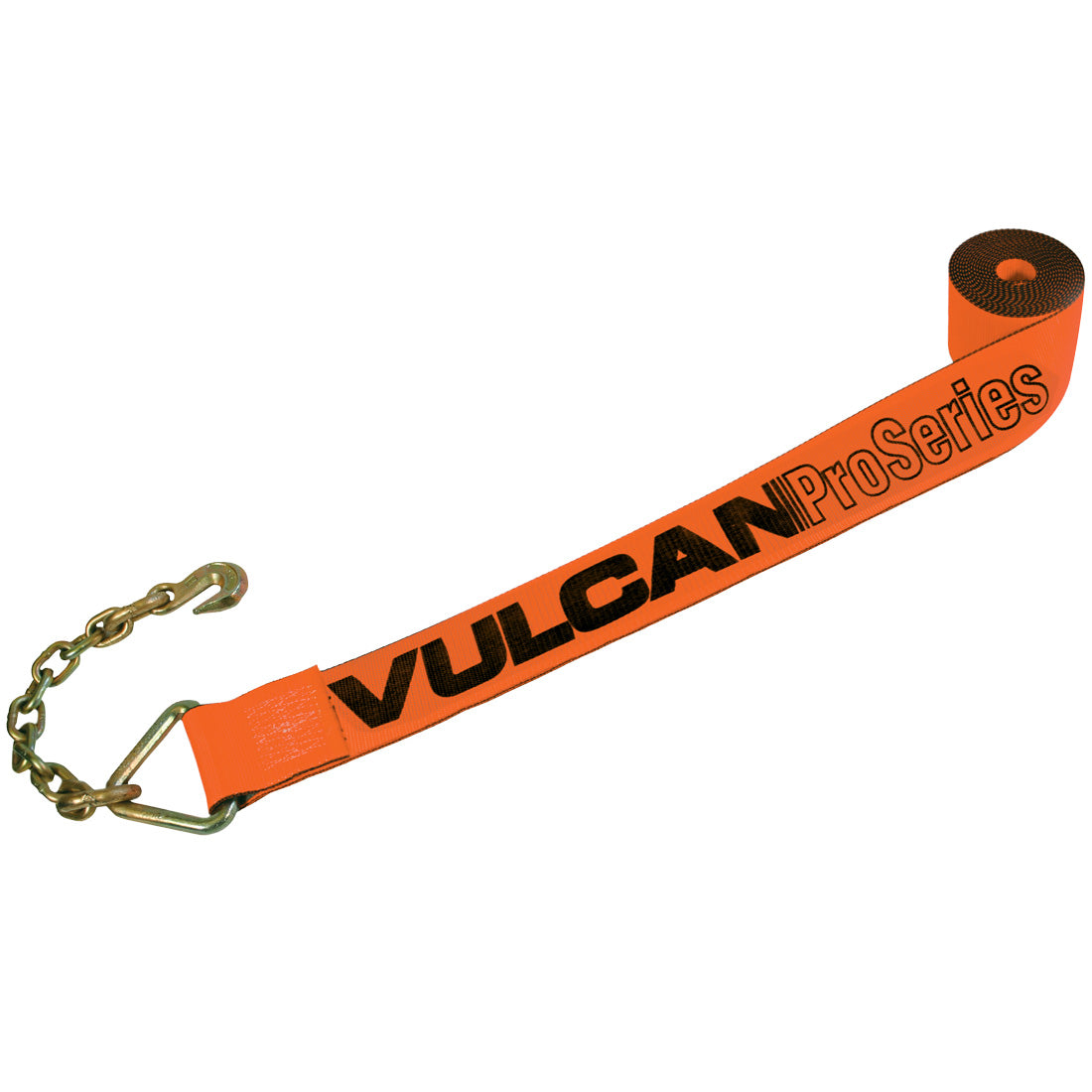 VULCAN Winch Strap with Chain Anchor - 4 Inch x 30 Foot - PROSeries - 6,600 Pound Safe Working Load