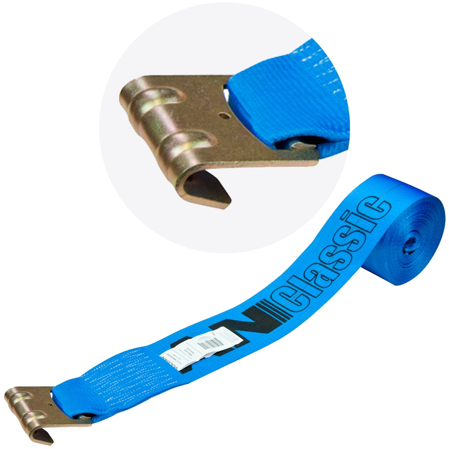 VULCAN Winch Strap with Flat Hook - 4 Inch x 30 Foot - Classic Blue - 5,000 Pound Safe Working Load