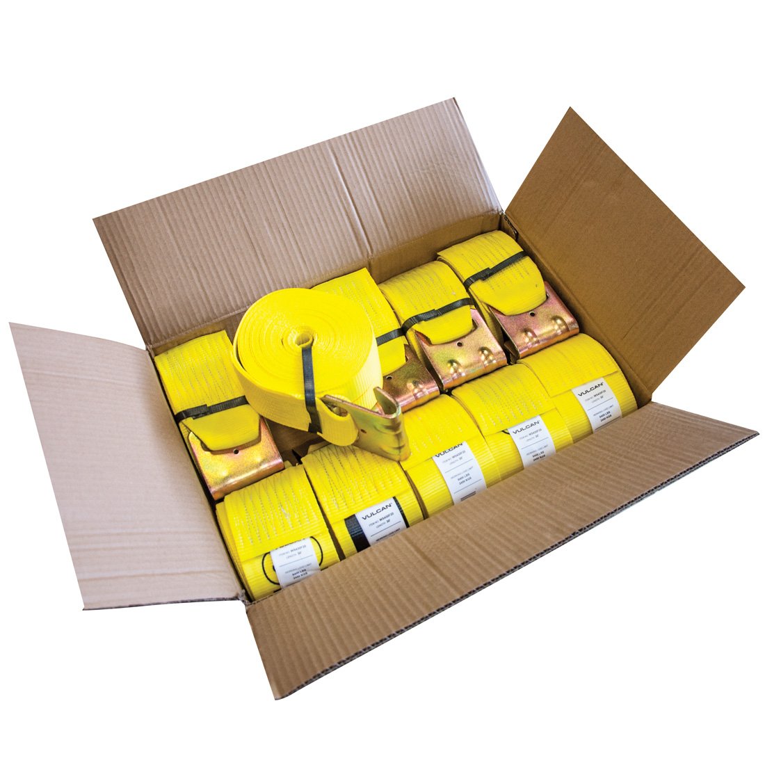 VULCAN Winch Strap with Flat Hook - 4 Inch x 30 Foot - 10 Pack - 5,000 Pound Safe Working Load