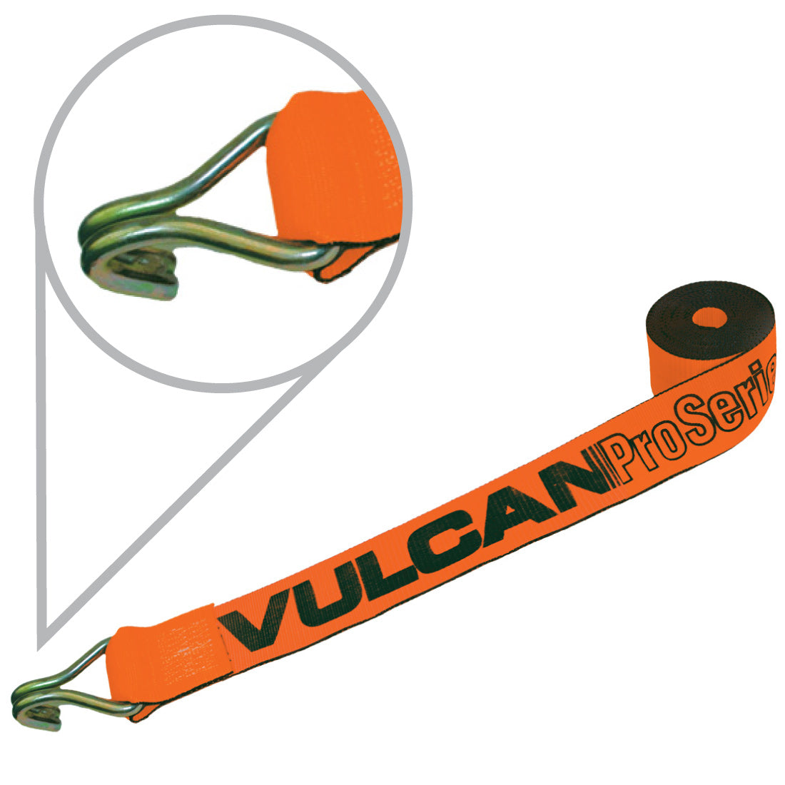 VULCAN Winch Strap with Wire Hook - 4 Inch x 30 Foot -  PROSeries - 6,600 Pound Safe Working Load