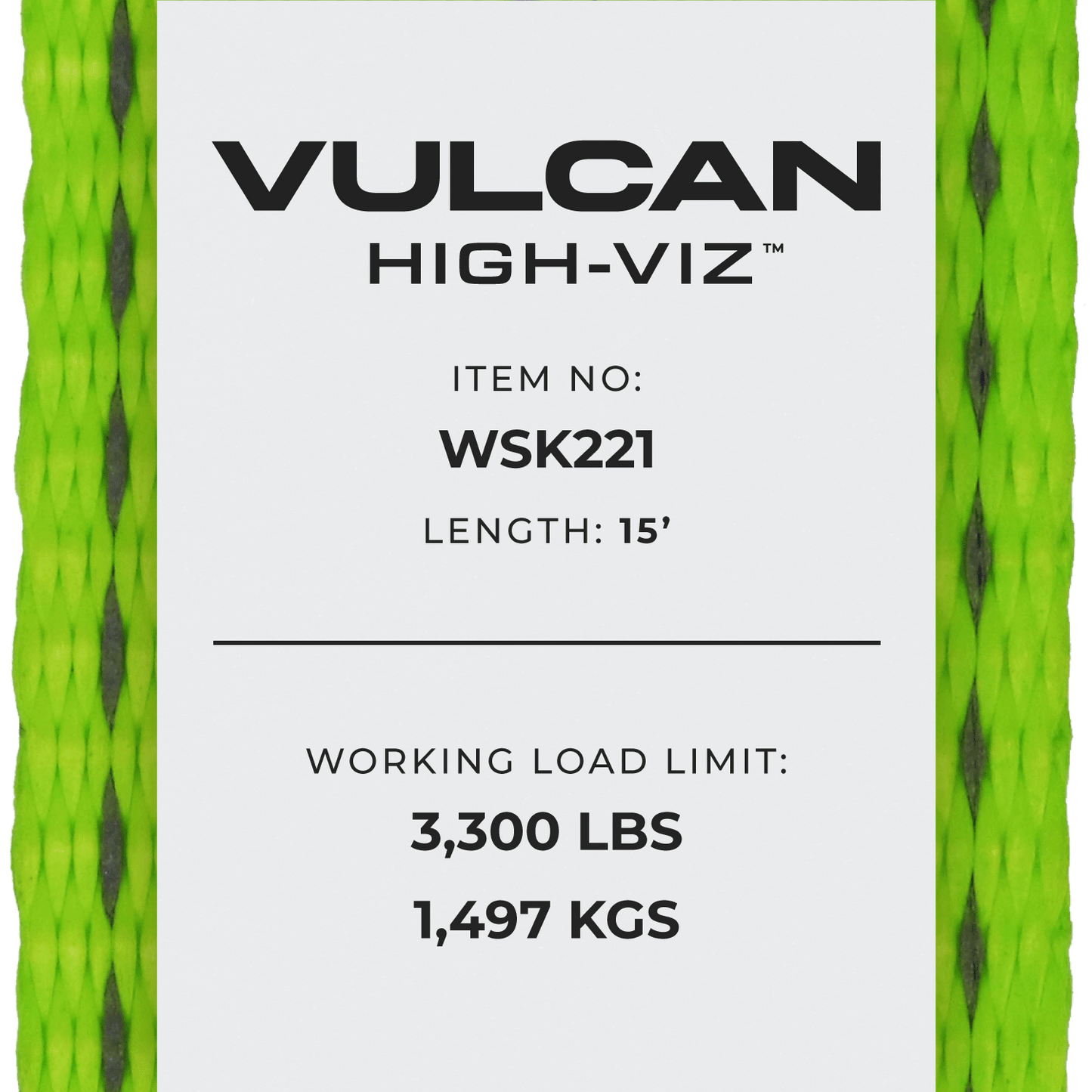 VULCAN Lashing Winch and Winch Strap Kit - 2 Inch - High-Viz - 3,300 Pound Safe Working Load