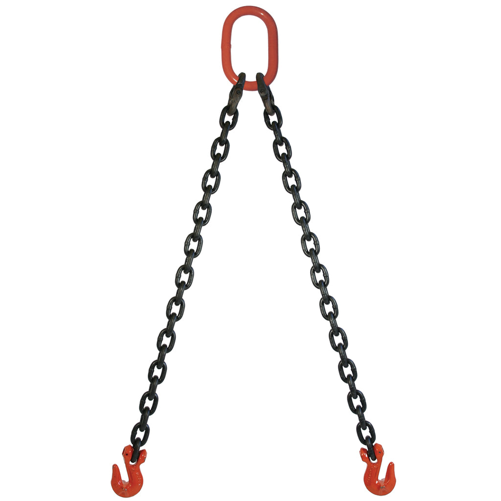 VULCAN Double Leg Mechanical Lifting Sling with Grab Hooks - 3/8 Inch - Grade 80 - 10 Feet