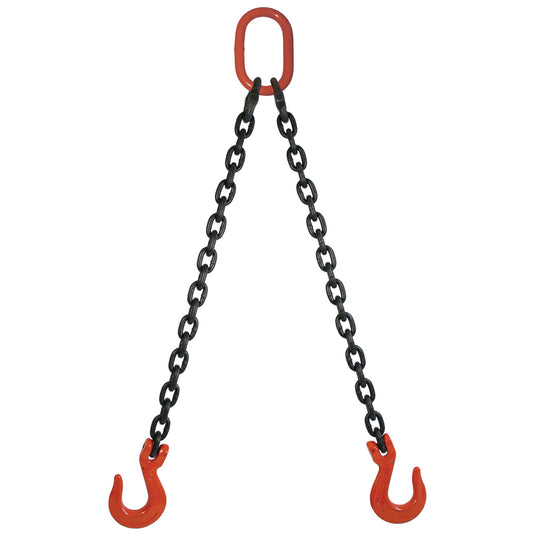 VULCAN Double Leg Mechanical Lifting Sling with Sling Hooks - 1/2 Inch - Grade 80 - 15 Feet