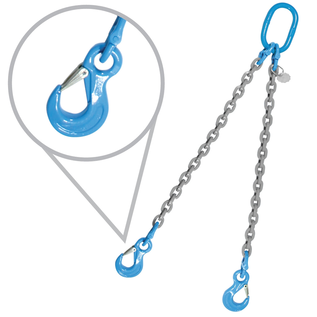 VULCAN Double Chain Slings with Sling Hooks - 9/32 Inch - Grade 120 - 5 Feet