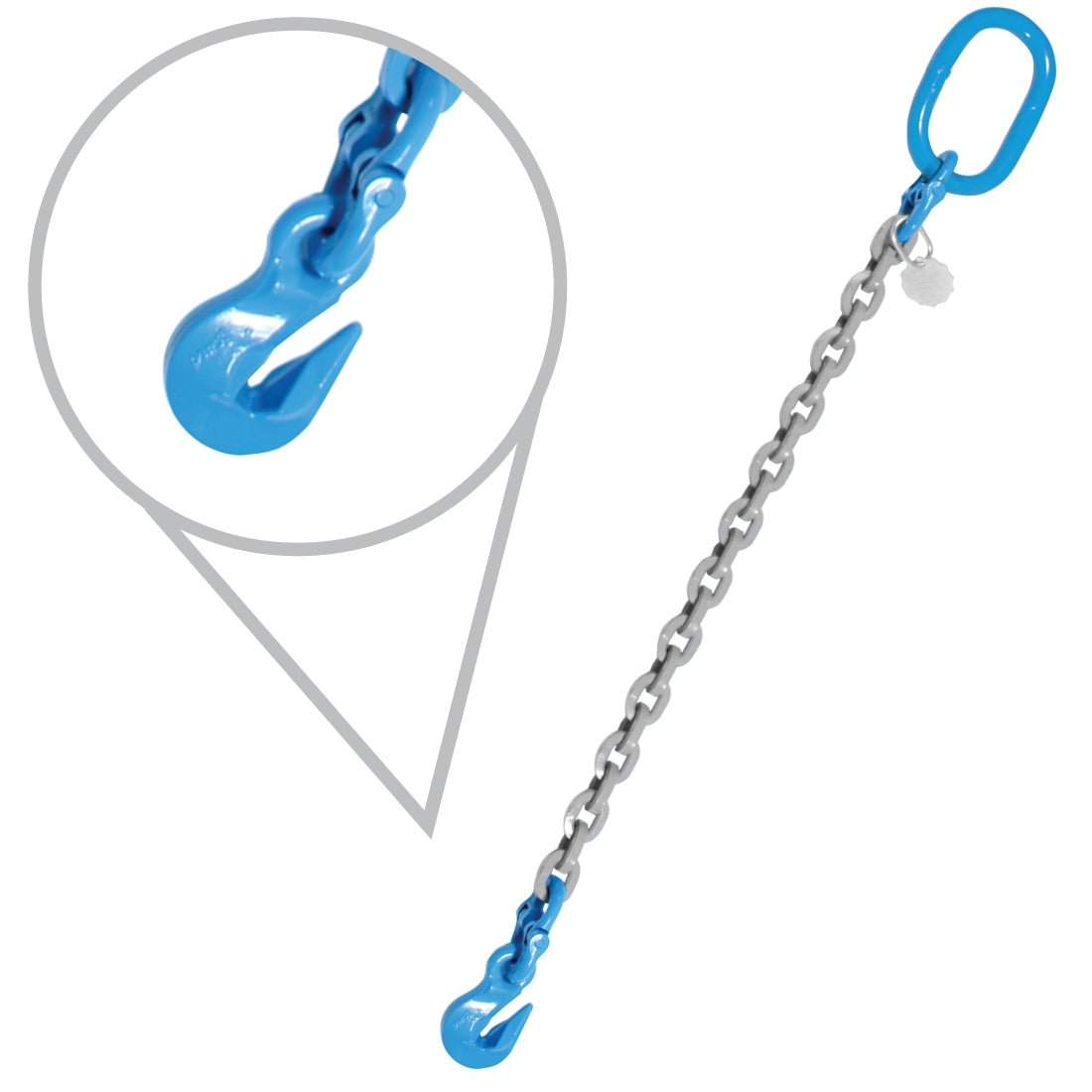 VULCAN Single Chain Slings with Grab Hooks - 9/32 Inch - Grade 120 - 5 Feet