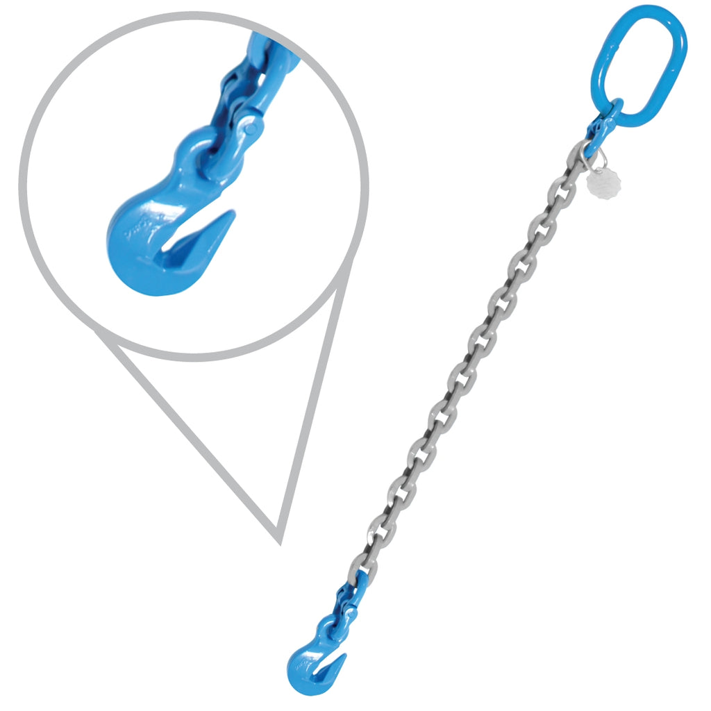 VULCAN Single Chain Slings with Grab Hooks - 9/32 Inch - Grade 120 - 10 Feet