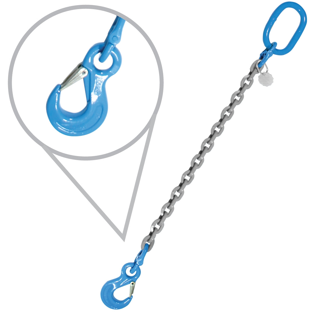 VULCAN Single Chain Slings with Sling Hooks - 9/32 Inch - Grade 120 - 5 Feet