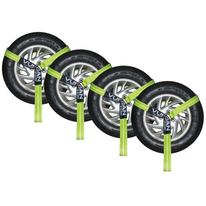 VULCAN Universal O-Ring Wheel Dolly Tire Harness - 2 Inch x 96 Inch, 4 Pack  - 3,300 Pound Safe Working Load