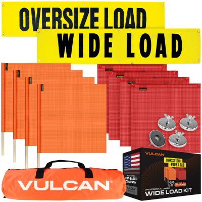 VULCAN Flags, Signs, and Magnets Kit - Includes 2 Reversible Wide/Oversize Load Signs, 4 Red Flags, 4 Orange Flags, and 4 Magnets