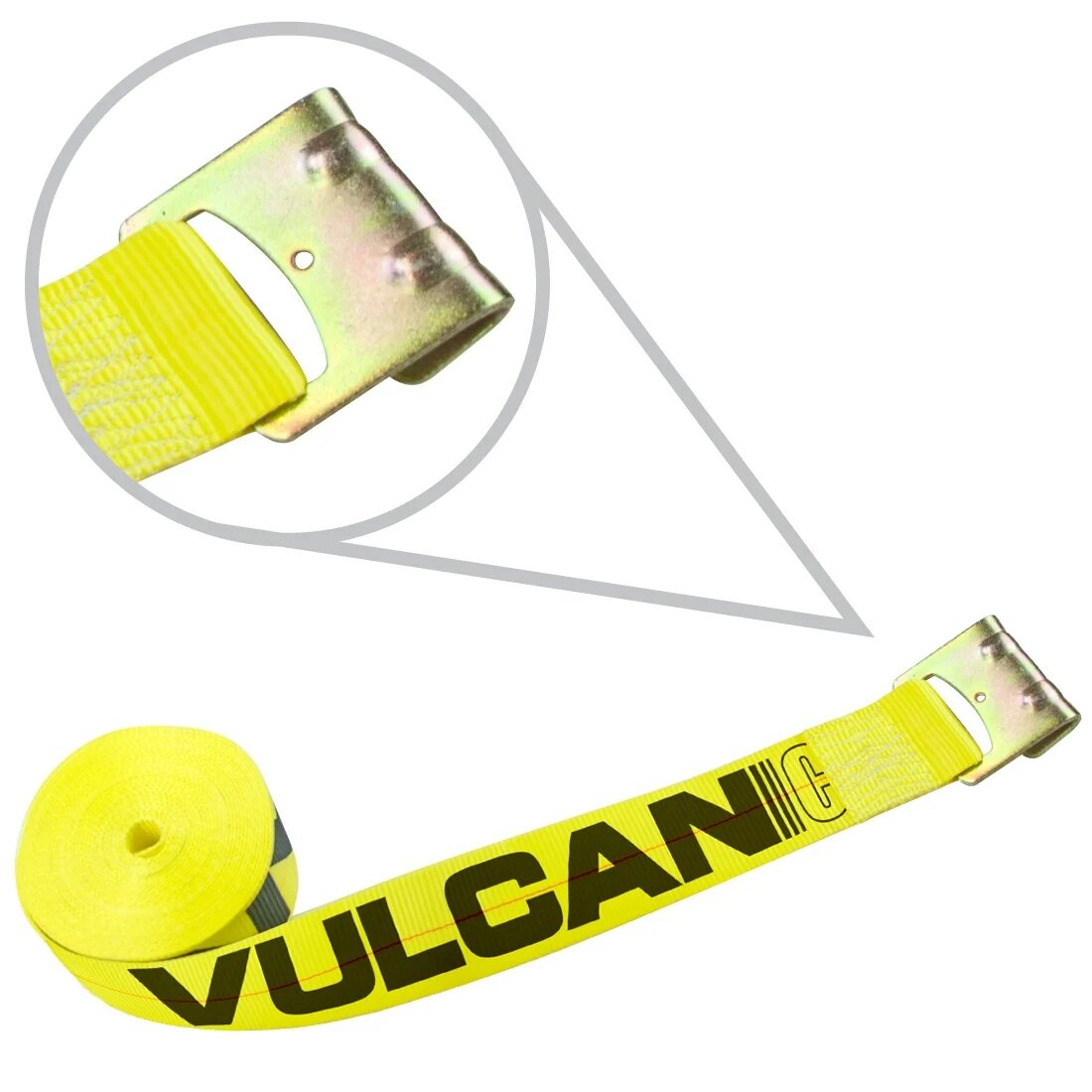 VULCAN Winch Strap with Flat Hook - 3 Inch - Classic Yellow